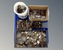 A tray containing a large quantity of pre-decimal British coinage, crowns etc.