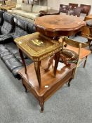 An Italian style musical occasional table together with two further Italian style occasional tables