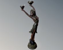 A contemporary Art Deco figural table lamp of a dancer (no shade)