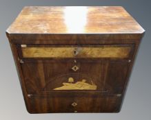 A 19th century mahogany three drawer chest with satinwood inlay,