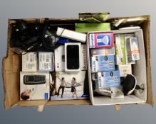 A box containing assorted boxed mobile phones including Nokia, LG, iPhone together with leads,