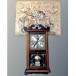A Highland 31 day mantel clock and a 20th century continental school oil on canvas