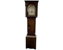 An early 19th century oak longcase clock with painted dial, Hexham maker,