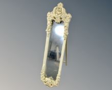 An ornate painted framed cheval mirror,