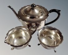 A three piece Sheffield plated tea service