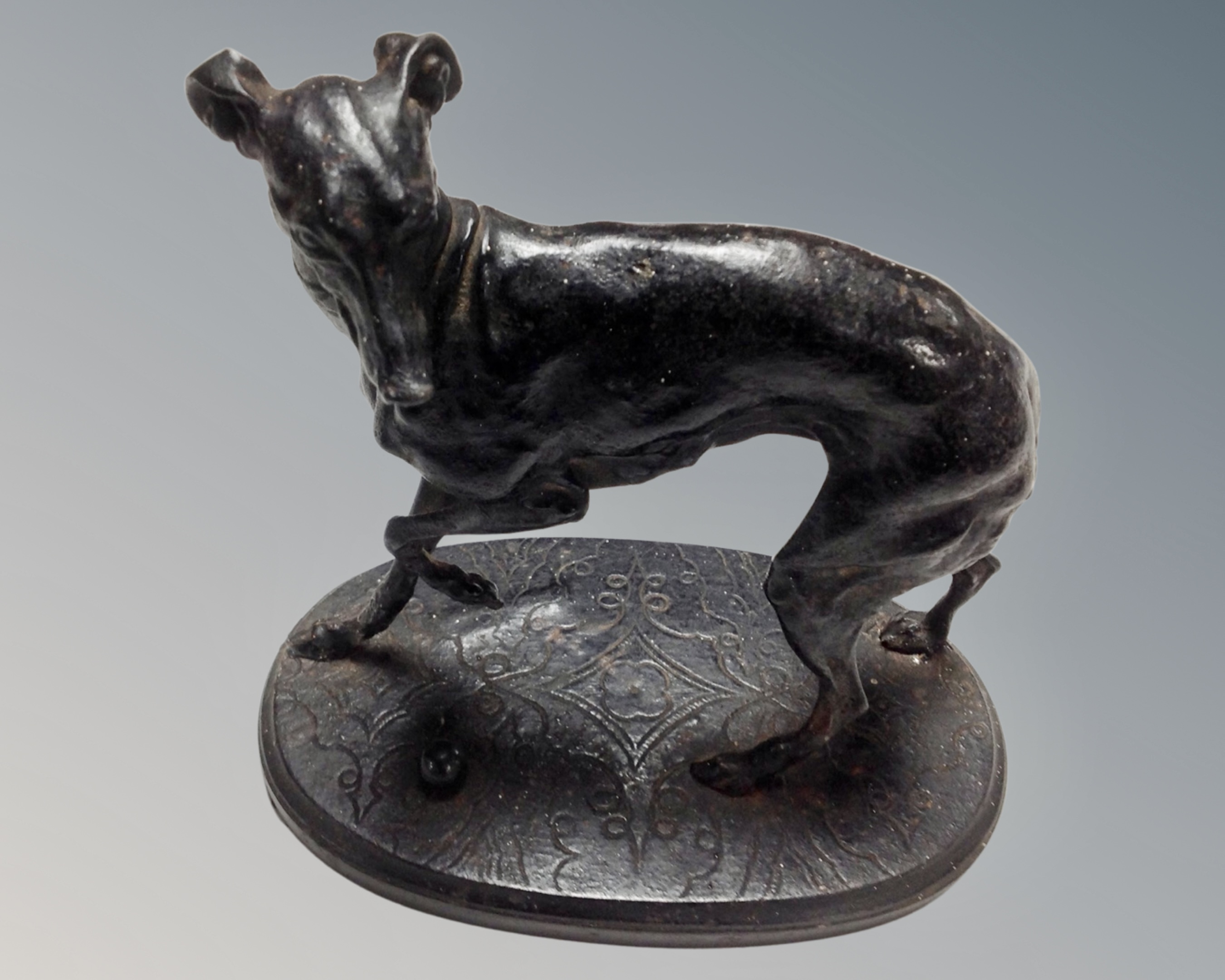 After Mené cast metal figure of a greyhound,