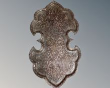 A Persian shaped white metal tray
