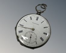 A silver cased pocket watch.