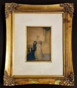 George Baxter 1843 antique print of Queen Victoria in antique frame