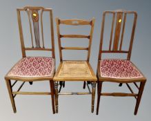 A pair of 19th century bedroom chairs and one further chair