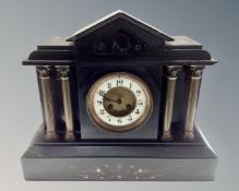 A 19th century black slate mantel clock