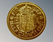 A 24ct gold plated half Crown
