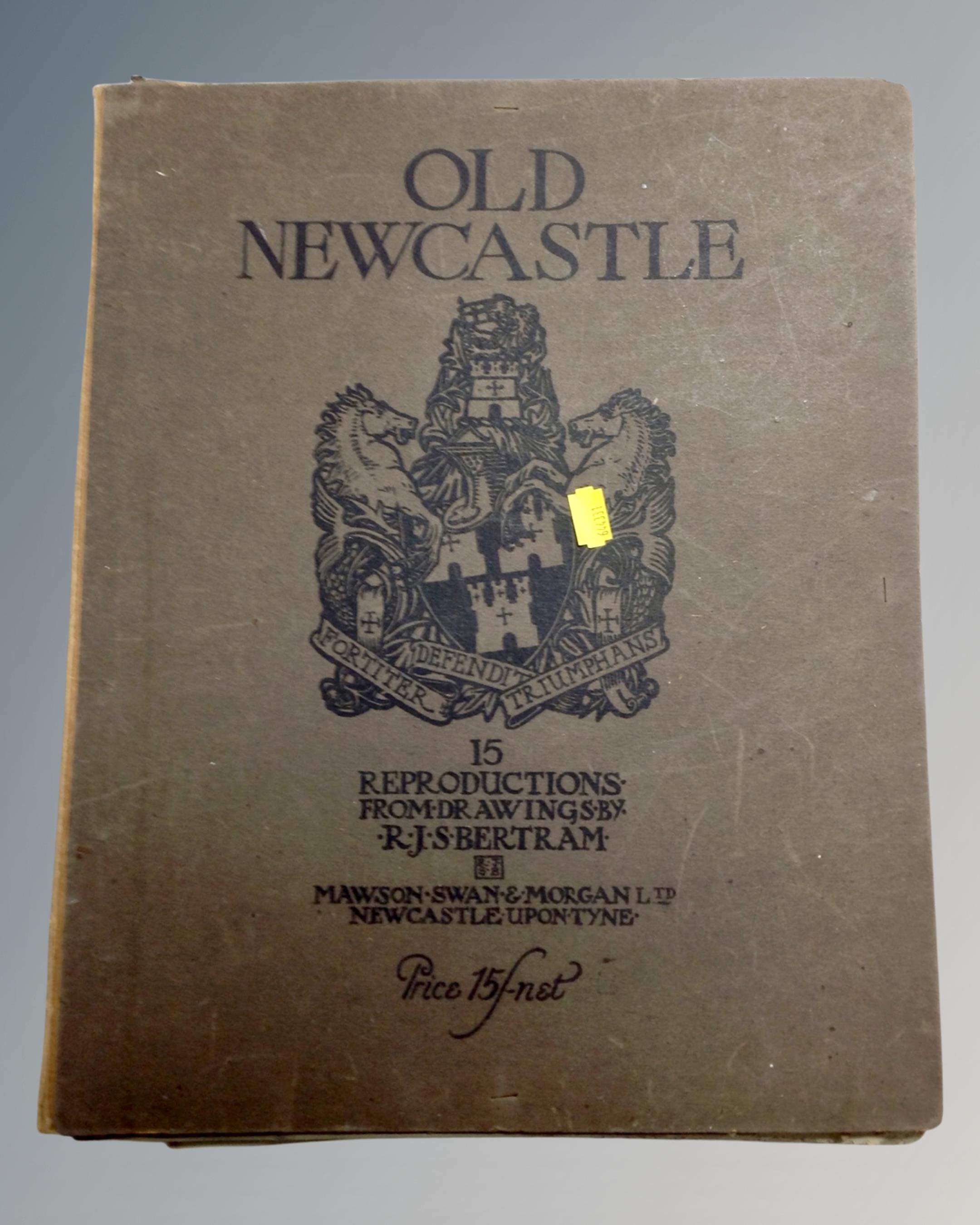 A folio of old Newcastle reproduction prints and an etching of Newcastle town hall & Bigg Market - Image 2 of 2