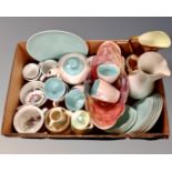 A box of ceramics : Maling jug, Radford jug and bowl, Poole tea ware,