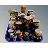 A tray of assorted character jugs : Goebel monks,