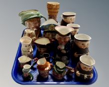 A tray of assorted character jugs : Goebel monks,