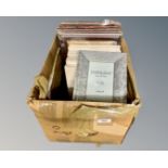 One crate containing twenty eight photo frames, different sizes and styles,