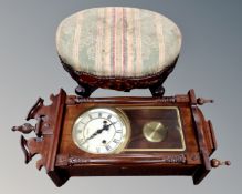 A Victorian style footstool and a Highlands 31 day wall clock