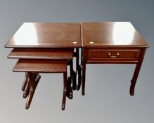 A Nathan Furniture nest of 3 tables and an occasional table fitted a drawer