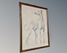 After P Horton : Greyhound study, monochrome print, 30cm by 40cm, together with a similar engraving.