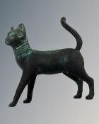 A bronze figure of an Egyptian cat, length 7 cm.