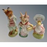 Three large Beswick Beatrix Potter limited edition figures - Jermima Puddle Duck no.