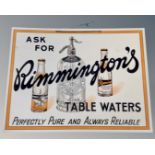 A Rimmingtons table water advertisement on card