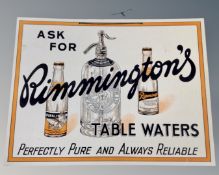 A Rimmingtons table water advertisement on card