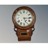 A Victorian inlaid drop dial wall clock