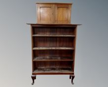 A set of Edwardian mahogany open shelves together with further double mahogany cabinet