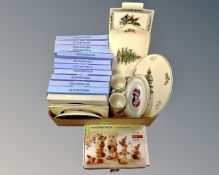 A box of Wedgwood collector's plates, Spode Christmas mugs,