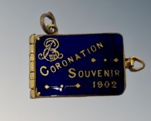 A gold plated and enamel Coronation souvenir 1902