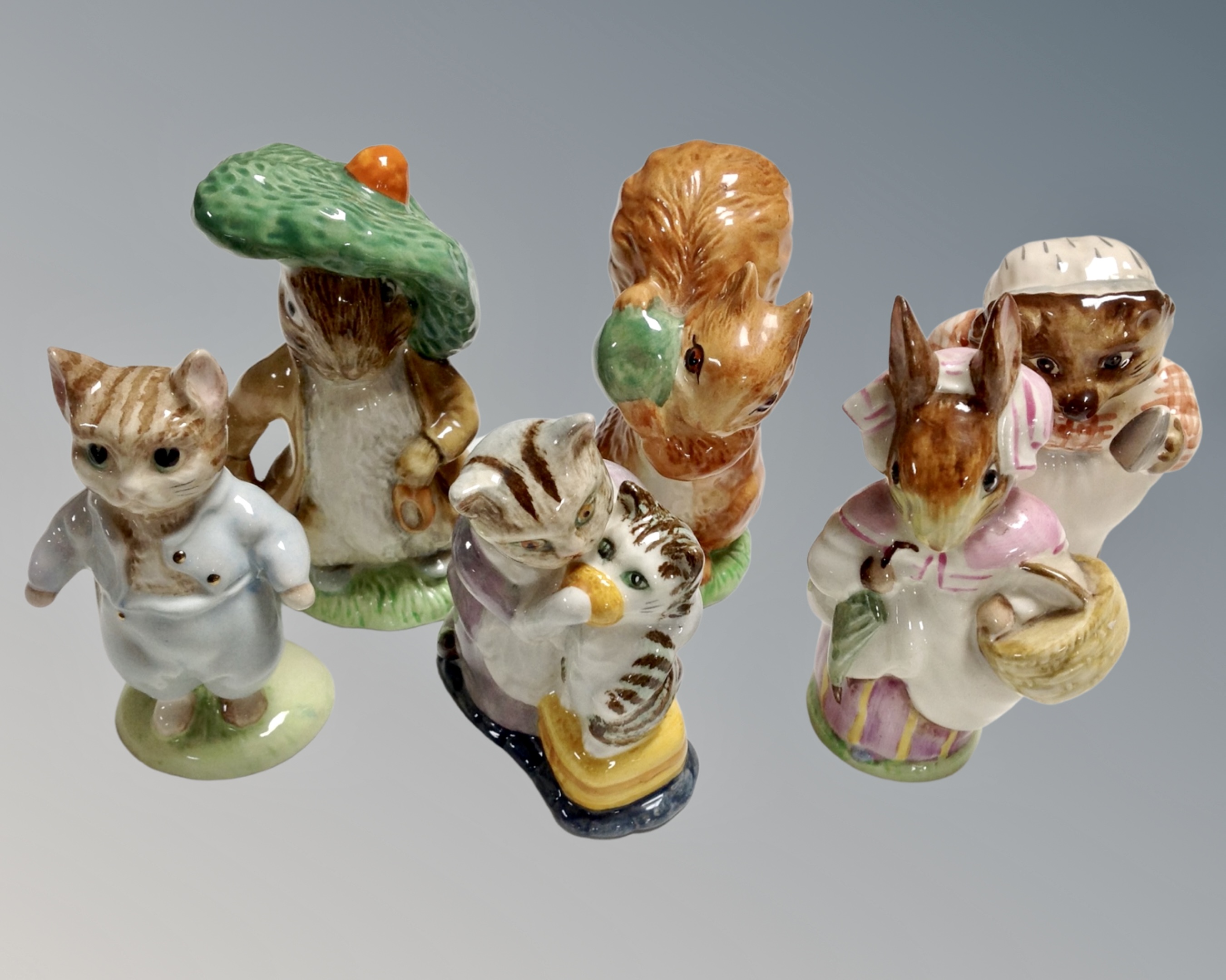 Six Beswick Beatrix Potter figures - Benjamin Bunny, Squirrel Nutkin,