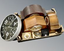 A box of clocks : 1930's mantel clock, wall clock,