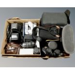 A box of cameras : Petri Ricoh Fujica lenses,