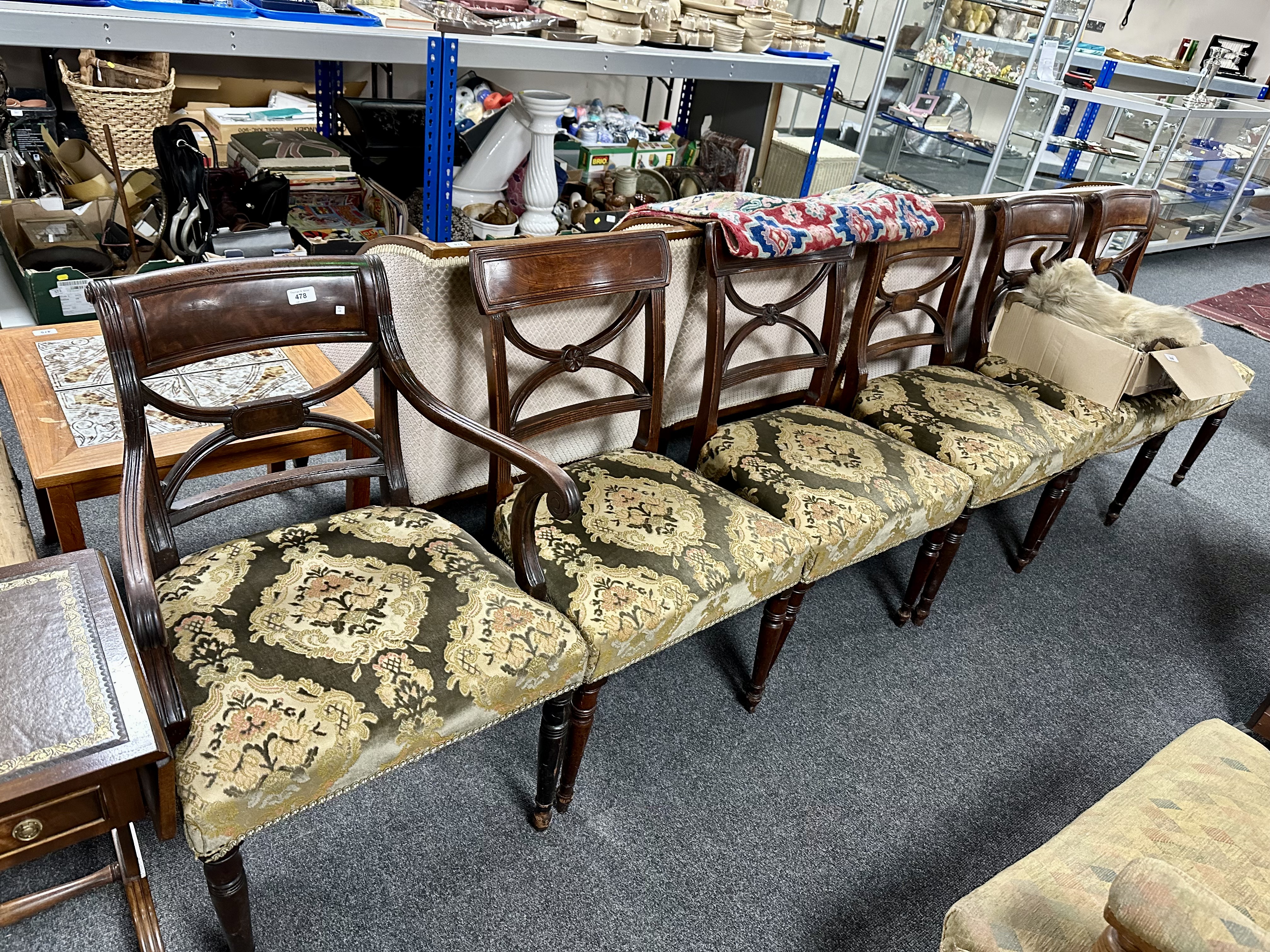 Four Victorian mahogany chairs and a further pair of similar chairs