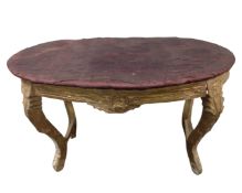 A French gilt coffee table with fabric top