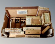 A box of humidor, cigar cutters,