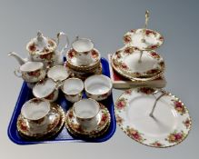 A thirty two pieces of Royal Albert Old Country Roses tea china and set of matching place mats