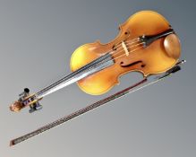 An Oskar Bernhard Heinel viola with two piece back label, 15.