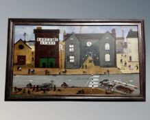 Rupert S L Thompson : Dawson's store street scene, oil on board, 49cm by 28cm.