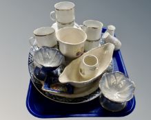 A tray containing a pair of Maling lustre sundae dishes, further Maling lustre wares,