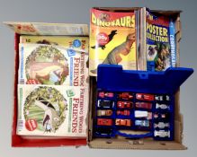 Two boxes containing a large quantity of magazines including Farthing Wood, Dinosaurs etc,