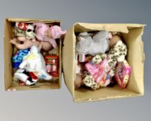 Two boxes of a quantity of assorted dolls and toys