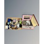 A box containing costume jewellery,