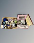 A box containing costume jewellery,