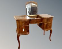 A French beech and walnut vanity dressing table.