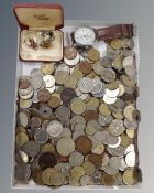 A quantity of 20th century foreign coinage, British pre-decimal coins,