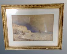 20th century school : Sailing boats in rough seas, watercolour, unsigned, 31cm by 21cm.
