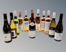 A collection of 12 assorted bottles of wine including Trésors de Loire, L'art Provençal,